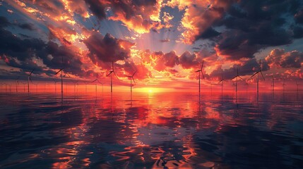 Wall Mural - Beautiful landscape of sea level reflect fantasy dramatic sunset sky in wetlands , the famous travel attractions. AI generated illustration