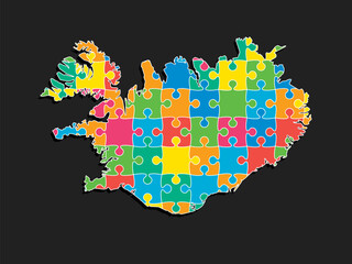 Wall Mural - Creative map Iceland from color puzzle, jigsaw