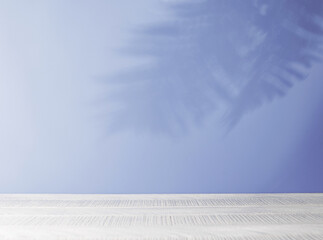 Poster - Template with empty table and wall with leaves shadow