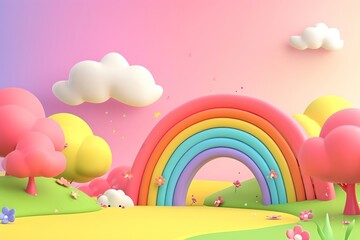 Sticker - Cute rainbow fantasy background outdoors art tranquility.