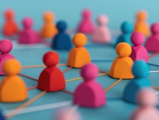 Poster - Abstract art of a network of people connected by digital threads, symbolizing the spread of information, interconnected and engaging ,front view of subject