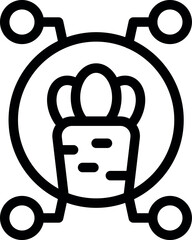 Poster - Line icon of a sensor collecting data from a plant, representing smart farming technologies