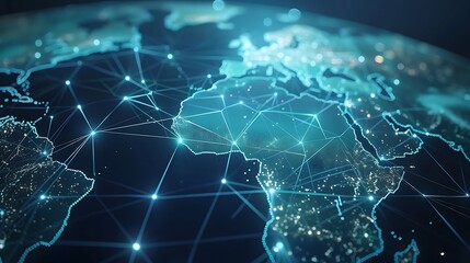 Poster - world connected Global network of communication and data flow. AI generated