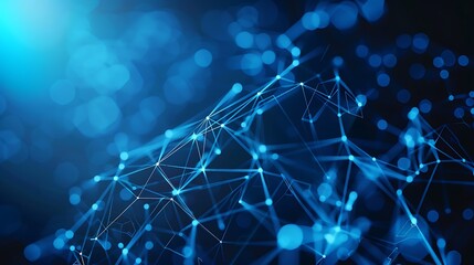 Fototapete - Abstract digital blue network connecting the world. AI generated
