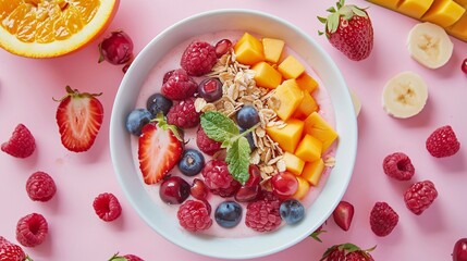 Wall Mural - Delicious and healthy breakfast bowl full of vitamins and antioxidants