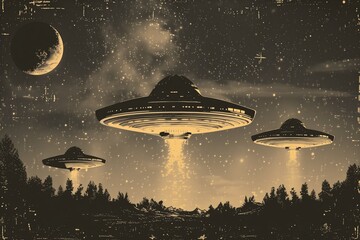 ufo black halftone pattern design