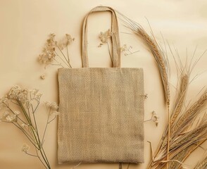 Poster - A brown cotton eco bag design mockup isolated on clipping path. Textile cloth customer bags mockup template. Organic craft bags for women's shoes. Carrier bags that are recyclable.