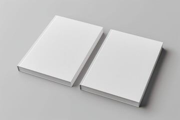 Poster - Two blank A4 brochures (A5) isolated on gray background with soft shadows.