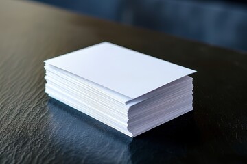 Poster - Closeup of white businesscards on black backdrop