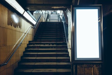 Aufkleber - A light box display with a white blank space for an advertisement. A subway mock-up design.