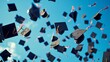 © improvee design - Graduation caps are thrown into the sky celebrating the end of one chapter and the beginning of a new adventure. AI generated