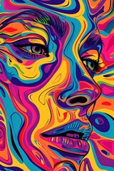 Sticker - Colorful face on contrast background art backgrounds painting.