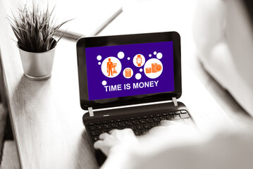 Wall Mural - Time is money concept on a laptop screen