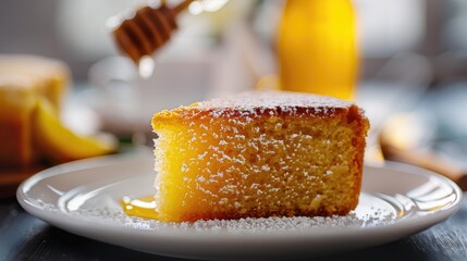 Wall Mural - a piece of honey cake. Selective focus