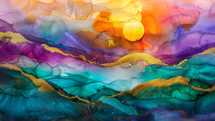 Marble Alcohol Ink Landscape