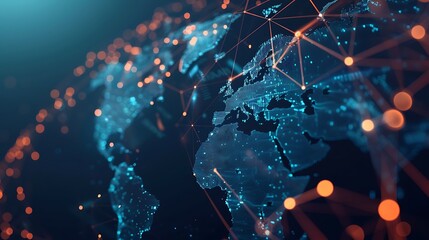 Poster - Digital globe with global network connectivity. AI generated
