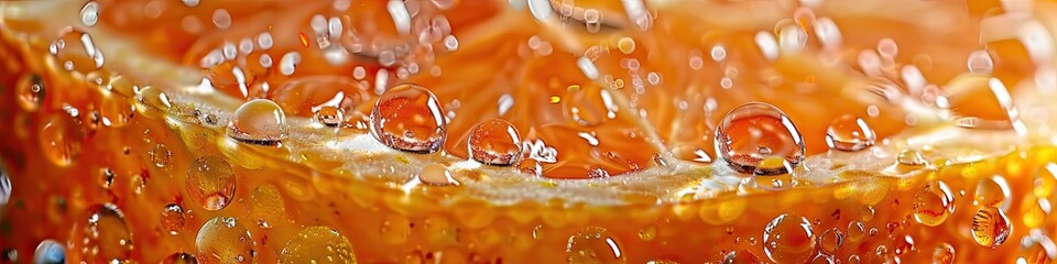 Wall Mural - grapefruit in water drops close-up. Selective focus