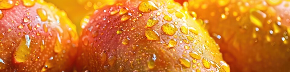 Wall Mural - mango in water drops close-up. Selective focus