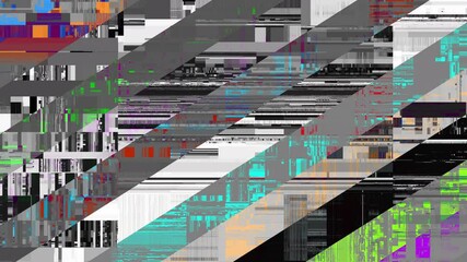 Poster - Animation video background static color noise glitch error video damage bad interference and no signal