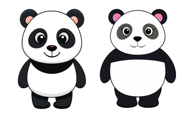 set of cute panda vector illustration