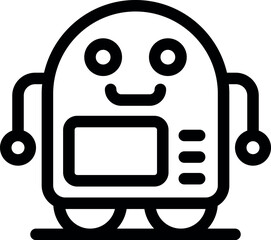 Poster - Friendly chatbot character is smiling with a digital display screen, representing modern communication