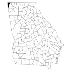  Map of Dade County in Georgia state on white background. single County map highlighted by black colour on Georgia map. UNITED STATES, US
