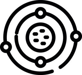 Poster - Bold line icon representing a solar system with planets orbiting around the sun