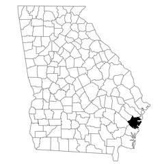  Map of McIntosh County in Georgia state on white background. single County map highlighted by black colour on Georgia map. UNITED STATES, US