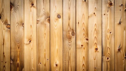 Wall Mural - Warm natural light brown wooden plank texture wall background with subtle grain patterns and faint shadows.