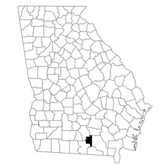  Map of lanier County in Georgia state on white background. single County map highlighted by black colour on Georgia map. UNITED STATES, US