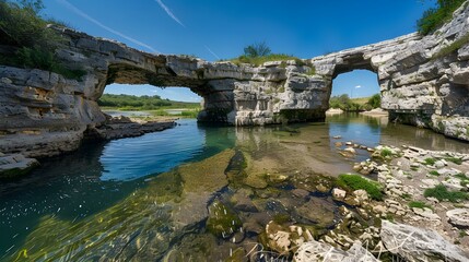 Sticker - Limestone formations along the river creating natural bridges picture