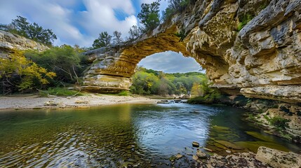 Canvas Print - Limestone formations along the river creating natural bridges image