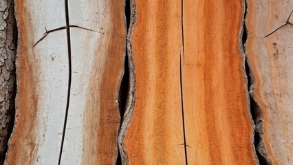 Wall Mural -  many slices of old, woody trunks,