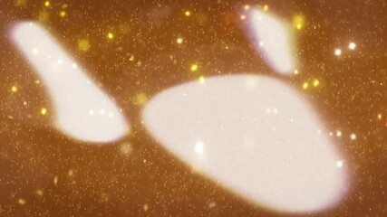 Poster - Light, bokeh and sparkle in space with mockup, particles and lighting in studio. Glowing shapes, glitter and shine on brown background for spotlight, abstract texture and reflection or movement