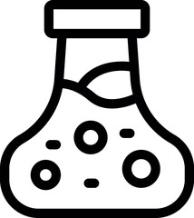 Wall Mural - Simple, bold line icon of a laboratory flask containing a chemical reaction