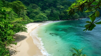 Wall Mural - A beach with emerald water and white sand img