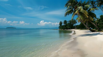 Wall Mural - Beach with palm trees and white sand