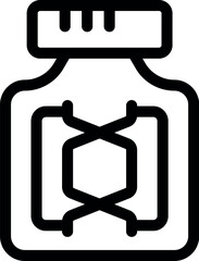 Poster - Simple and clear black outline icon representing a medical bottle containing dna strands