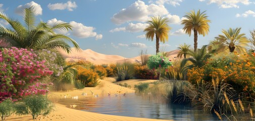 Wall Mural - A desert oasis with rare palm trees picture