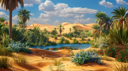 Wall Mural - A desert oasis with rare palm trees img