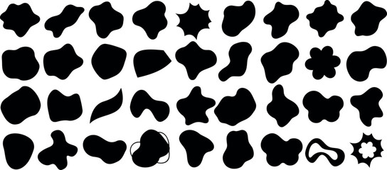 Wall Mural - abstract blob shape black silhouette vector icons, modern design, organic forms, artistic fluid shap