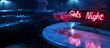 © Sawoon - Girly pink neon light Girls Night sign glowing club bar pub nightclub wine champagne gin vodka mix pretty lux cocktails on table fun nightlife party celebration event decor ladies friends promo
