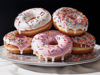 Wall Mural - plate of doughnuts with sprinkles