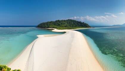 Wall Mural - sand spit of a tropical island stretching into the distance beautiful sunny summer landscape with white sand beach