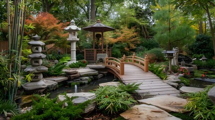 Poster - A garden with rare asian plants picture