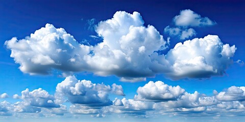 Wall Mural - A serene image of fluffy white clouds floating in a clear blue sky, fluffy, white, clouds, sky, serene, peaceful, weather