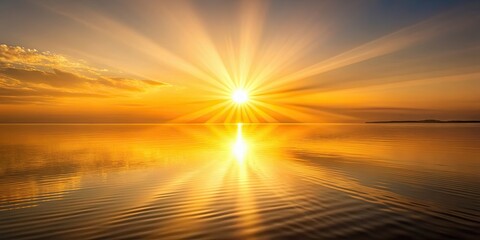 Canvas Print - Golden reflection of the sun shining on a calm body of water , golden, reflection, sun, shining, calm, water, nature, landscape