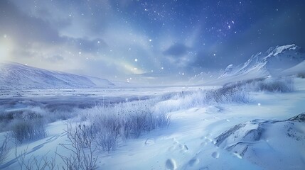 snowy tundra with endless snow fields frosty air image
