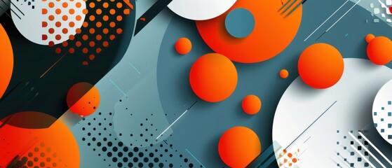 Poster - a dynamic abstract background with overlapping circles and squares in a modern color palette