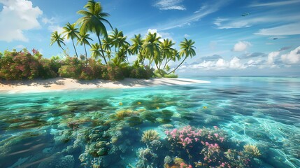 Poster - A tropical island with a picturesque beach